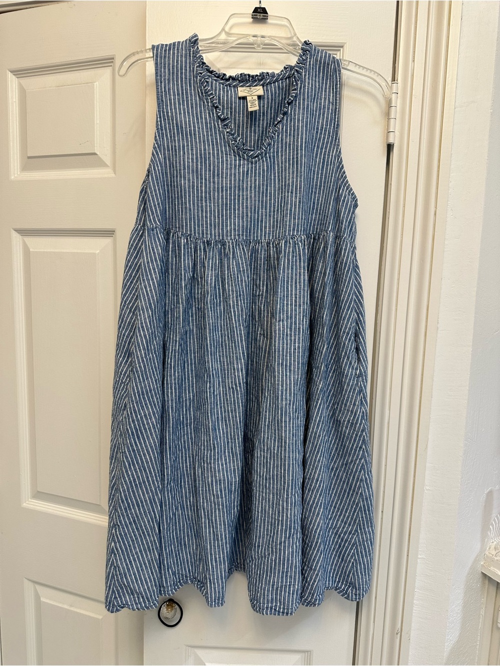St. John's Bay Blue and White Striped Sleeveless Summer Dress